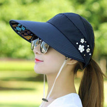 Load image into Gallery viewer, Summer Hollow Hat Wide Brim Fisherman Hat Women Foldable Sunshade Visors Fisherman Cap Female Adjustable Outdoor Sports Bucket Panama Cap
