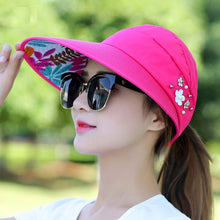 Load image into Gallery viewer, Summer Hollow Hat Wide Brim Fisherman Hat Women Foldable Sunshade Visors Fisherman Cap Female Adjustable Outdoor Sports Bucket Panama Cap
