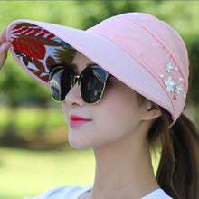 Load image into Gallery viewer, Summer Hollow Hat Wide Brim Fisherman Hat Women Foldable Sunshade Visors Fisherman Cap Female Adjustable Outdoor Sports Bucket Panama Cap
