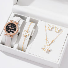 Load image into Gallery viewer, 6/1pcs Set Women Watch Ring Necklace Earrings Bracelet Set Watches Butterfly Leather Strap Ladies Quartz WristWatch (No Box)
