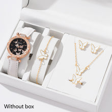 Load image into Gallery viewer, 6/1pcs Set Women Watch Ring Necklace Earrings Bracelet Set Watches Butterfly Leather Strap Ladies Quartz WristWatch (No Box)
