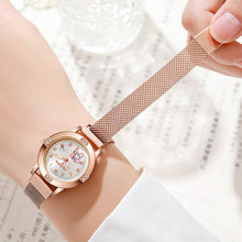 Load image into Gallery viewer, Simple Rose Gold Luxury Rhinestone Retro Versatile Quartz Cute Women's Watch Casual Small Dial Quartz Fashion Steel Strip Ladies Wristwatches
