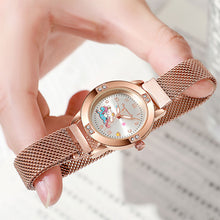 Load image into Gallery viewer, Simple Rose Gold Luxury Rhinestone Retro Versatile Quartz Cute Women's Watch Casual Small Dial Quartz Fashion Steel Strip Ladies Wristwatches
