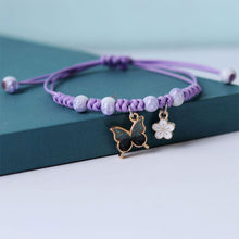 Load image into Gallery viewer, Fashion Handmade Purple Butterfly Flower Bracelet For Women Charm Sweet Animal Pendant Braided Bracelets &amp; Bangle Jewelry
