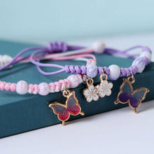 Load image into Gallery viewer, Fashion Handmade Purple Butterfly Flower Bracelet For Women Charm Sweet Animal Pendant Braided Bracelets &amp; Bangle Jewelry
