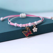 Load image into Gallery viewer, Fashion Handmade Purple Butterfly Flower Bracelet For Women Charm Sweet Animal Pendant Braided Bracelets &amp; Bangle Jewelry
