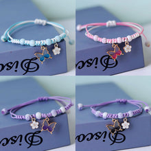 Load image into Gallery viewer, Fashion Handmade Purple Butterfly Flower Bracelet For Women Charm Sweet Animal Pendant Braided Bracelets &amp; Bangle Jewelry
