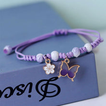 Load image into Gallery viewer, Fashion Handmade Purple Butterfly Flower Bracelet For Women Charm Sweet Animal Pendant Braided Bracelets &amp; Bangle Jewelry
