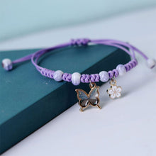 Load image into Gallery viewer, Fashion Handmade Purple Butterfly Flower Bracelet For Women Charm Sweet Animal Pendant Braided Bracelets &amp; Bangle Jewelry

