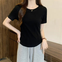 Load image into Gallery viewer, Women Slimming Fit T-shirt Summer O-neck Short Sleeve Shirts All-match Basic Tops Casual Simplicity Shirt
