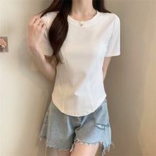 Load image into Gallery viewer, Women Slimming Fit T-shirt Summer O-neck Short Sleeve Shirts All-match Basic Tops Casual Simplicity Shirt
