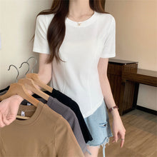 Load image into Gallery viewer, Women Slimming Fit T-shirt Summer O-neck Short Sleeve Shirts All-match Basic Tops Casual Simplicity Shirt
