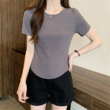 Load image into Gallery viewer, Women Slimming Fit T-shirt Summer O-neck Short Sleeve Shirts All-match Basic Tops Casual Simplicity Shirt

