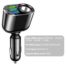 Load image into Gallery viewer, 22.5W/PD30W/PD30W+66W Car Charger Fast Charging Lighter Splitter Type-C PD QC3.0 USB Port Universal For Phone Camera Dashcam Fan
