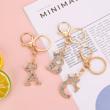 Load image into Gallery viewer, Crystal Crown 26 Letter Rhinestone Keychain Charm Gold Plated Key Ring Bag Car Key Chains DIY Accessoreis For Women
