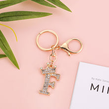Load image into Gallery viewer, Crystal Crown 26 Letter Rhinestone Keychain Charm Gold Plated Key Ring Bag Car Key Chains DIY Accessoreis For Women
