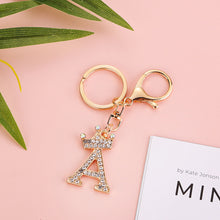Load image into Gallery viewer, Crystal Crown 26 Letter Rhinestone Keychain Charm Gold Plated Key Ring Bag Car Key Chains DIY Accessoreis For Women
