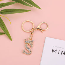 Load image into Gallery viewer, Crystal Crown 26 Letter Rhinestone Keychain Charm Gold Plated Key Ring Bag Car Key Chains DIY Accessoreis For Women
