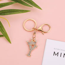 Load image into Gallery viewer, Crystal Crown 26 Letter Rhinestone Keychain Charm Gold Plated Key Ring Bag Car Key Chains DIY Accessoreis For Women
