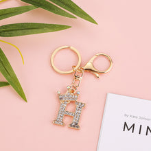 Load image into Gallery viewer, Crystal Crown 26 Letter Rhinestone Keychain Charm Gold Plated Key Ring Bag Car Key Chains DIY Accessoreis For Women
