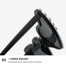 Load image into Gallery viewer, 1Pc Large Frame Love Pearl Sunglasses Heart Shape Personality UV400 Casual Black Sun Glasses Eyewear for Adult Women
