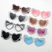 Load image into Gallery viewer, 1Pc Large Frame Love Pearl Sunglasses Heart Shape Personality UV400 Casual Black Sun Glasses Eyewear for Adult Women
