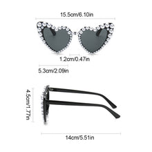 Load image into Gallery viewer, 1Pc Large Frame Love Pearl Sunglasses Heart Shape Personality UV400 Casual Black Sun Glasses Eyewear for Adult Women
