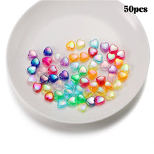Load image into Gallery viewer, 50pcs 9mm Colorful Heart Beads for Jewelry Making Loose Spacer Beads DIY Handmade Necklace Bracelet Acrylic Beads Accessories

