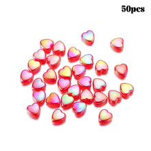Load image into Gallery viewer, 50pcs 9mm Colorful Heart Beads for Jewelry Making Loose Spacer Beads DIY Handmade Necklace Bracelet Acrylic Beads Accessories
