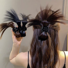 Load image into Gallery viewer, Women Half-tie Hair Claw Feather Shuttlecock Head Lazy Meatball Head Crab Clip Wig Catch Clip High Ponytail Hair Accessories
