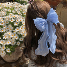 Load image into Gallery viewer, Sweet Chiffon Bow Hair Clips Girls Blue Shining Satin Bowknot Hair Clips Ribbon Bow Barrette Hairpin Grip Ponytail Clip Headwear
