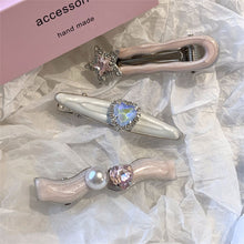 Load image into Gallery viewer, Y2k Hairpins Girls Sweet Rhinestone Pearl Love Side Bangs Hair Clip Female Ladies Barrettes Duckbill Clip Women Hair Accessories
