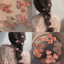 Load image into Gallery viewer, Small Rose Bow Hair Clip Girl Sweet Cute Mini Peach Rose Hairpin Romantic Bangs Barrette Fashion Cute Headdress Hair Accessories
