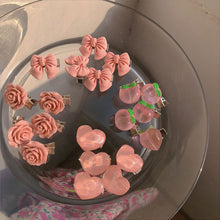 Load image into Gallery viewer, Small Rose Bow Hair Clip Girl Sweet Cute Mini Peach Rose Hairpin Romantic Bangs Barrette Fashion Cute Headdress Hair Accessories
