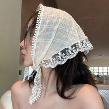 Load image into Gallery viewer, Korean Ins Lace Hair Scarf Women Retro Triangle Hair Band Strap Hair Bag Headscarf Hat Travel Photo Headband Turban Accessorie
