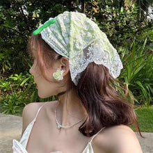 Load image into Gallery viewer, Korean Ins Lace Hair Scarf Women Retro Triangle Hair Band Strap Hair Bag Headscarf Hat Travel Photo Headband Turban Accessorie
