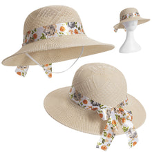 Load image into Gallery viewer, Summer Women Imitation Rafi Grass Hat Portable Holiday Beach Outing Sun-proof Solid Color Female Sunshade Bonnet Cap
