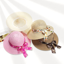 Load image into Gallery viewer, Summer Women Imitation Rafi Grass Hat Portable Holiday Beach Outing Sun-proof Solid Color Female Sunshade Bonnet Cap
