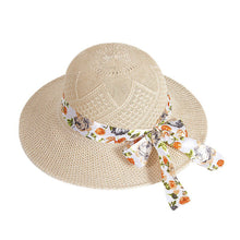 Load image into Gallery viewer, Summer Women Imitation Rafi Grass Hat Portable Holiday Beach Outing Sun-proof Solid Color Female Sunshade Bonnet Cap
