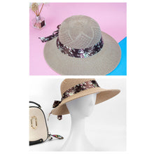 Load image into Gallery viewer, Summer Women Imitation Rafi Grass Hat Portable Holiday Beach Outing Sun-proof Solid Color Female Sunshade Bonnet Cap
