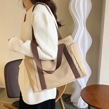 Load image into Gallery viewer, Large Capacity Canvas Tote Bags for Work Commuting Carrying Bag College Style Student Outfit Book Shoulder Bag
