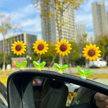 Load image into Gallery viewer, 5Pcs Cartoon Car Interior Shaking Head Flower Ornament Decoration Spring Shake Head Sunflowers Decor Double-sided Tape
