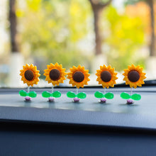 Load image into Gallery viewer, 5Pcs Cartoon Car Interior Shaking Head Flower Ornament Decoration Spring Shake Head Sunflowers Decor Double-sided Tape
