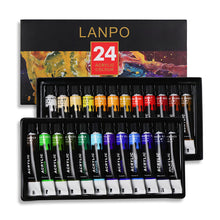 Load image into Gallery viewer, 12/24 Colors Acrylic Paints Set Professional Brush Set 12ml Tubes Artist Drawing Painting Pigment Hand Painted Wall Paint DIY
