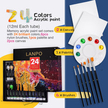 Load image into Gallery viewer, 12/24 Colors Acrylic Paints Set Professional Brush Set 12ml Tubes Artist Drawing Painting Pigment Hand Painted Wall Paint DIY
