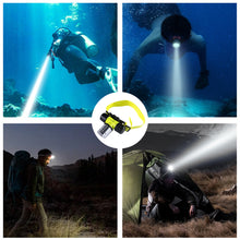 Load image into Gallery viewer, Waterproof Diving Headlight Strong Magnetic Switch Super Bright T6 Light Bead Head-Mounted Long Endurance Flashlight
