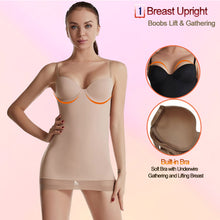 Load image into Gallery viewer, Slimming Full Length Shapewear Slips Nude Straight Tube Dress Body Shaper Women Skinny Under Dresses Underwire Cup Black
