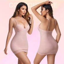 Load image into Gallery viewer, Slimming Full Length Shapewear Slips Nude Straight Tube Dress Body Shaper Women Skinny Under Dresses Underwire Cup Black
