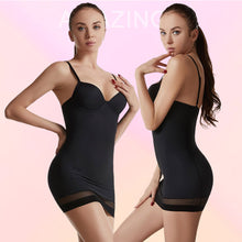 Load image into Gallery viewer, Slimming Full Length Shapewear Slips Nude Straight Tube Dress Body Shaper Women Skinny Under Dresses Underwire Cup Black
