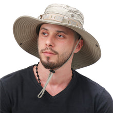 Load image into Gallery viewer, 1Pc Summer Men Bucket Hat Outdoor UV Protection Wide Brim Panama Safari Hunting Hiking Hat Mesh Fisherman Hat Beach Sunscreen Cap
